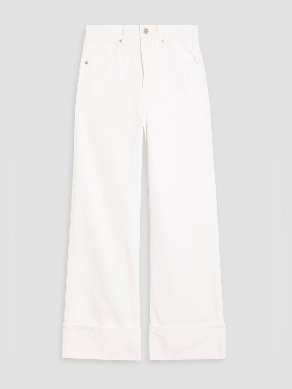 Veronica Beard Taylor High Rise Wide-Leg White Jeans with Cuffed Hem Size 28